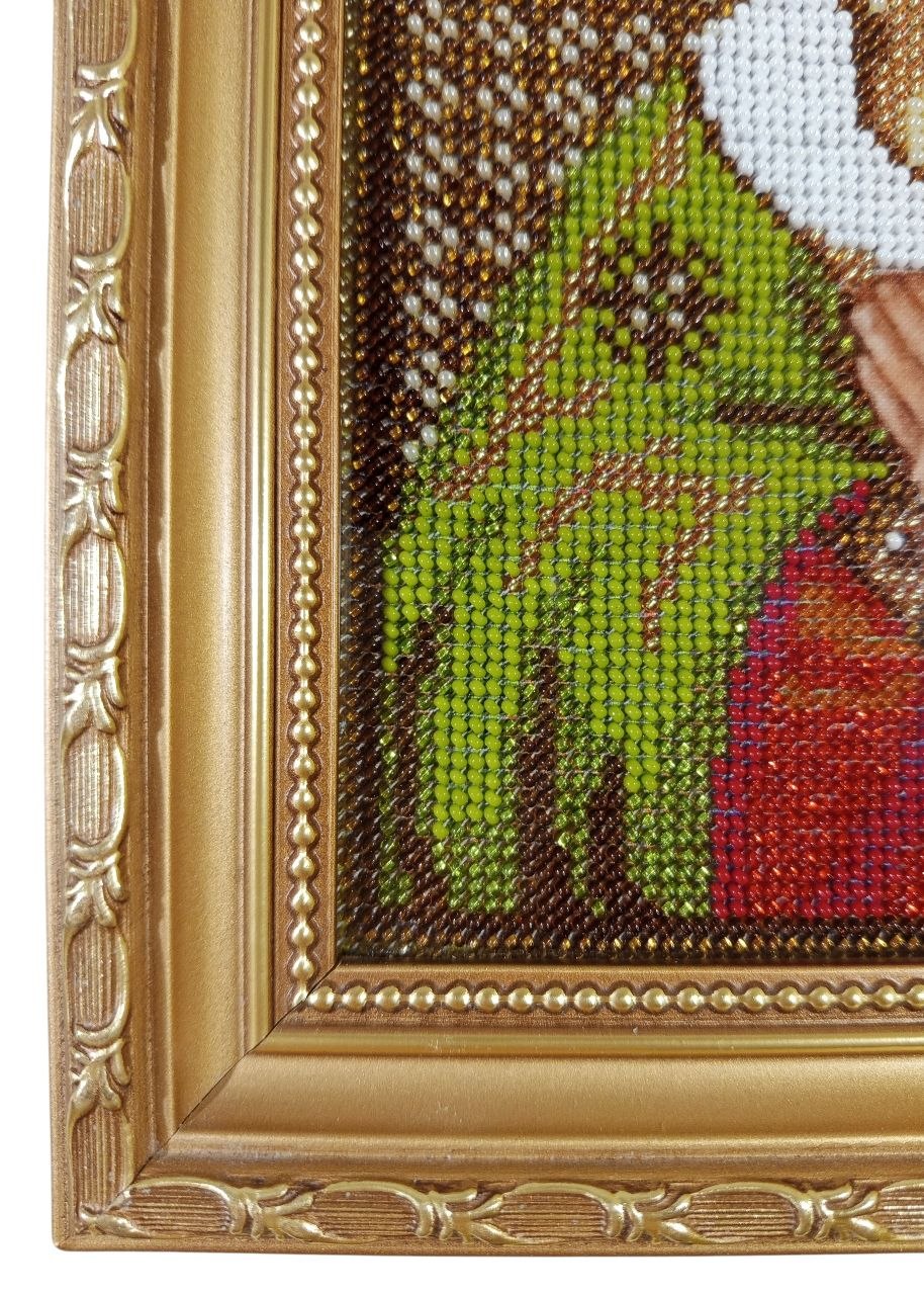 Gold frame detail, framed religious wall art craftsmanship