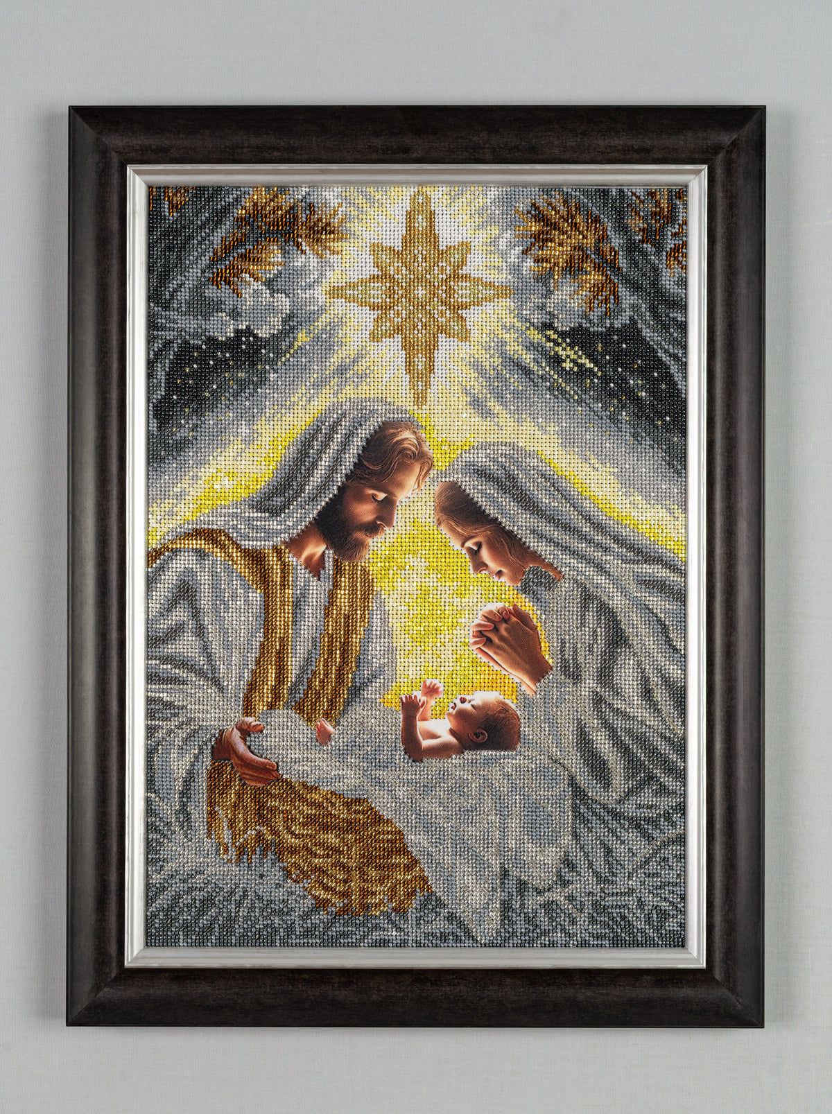 Incarnation — original bead embroidery artwork depicting the Nativity of Christ, by Raisa Yevtushenko